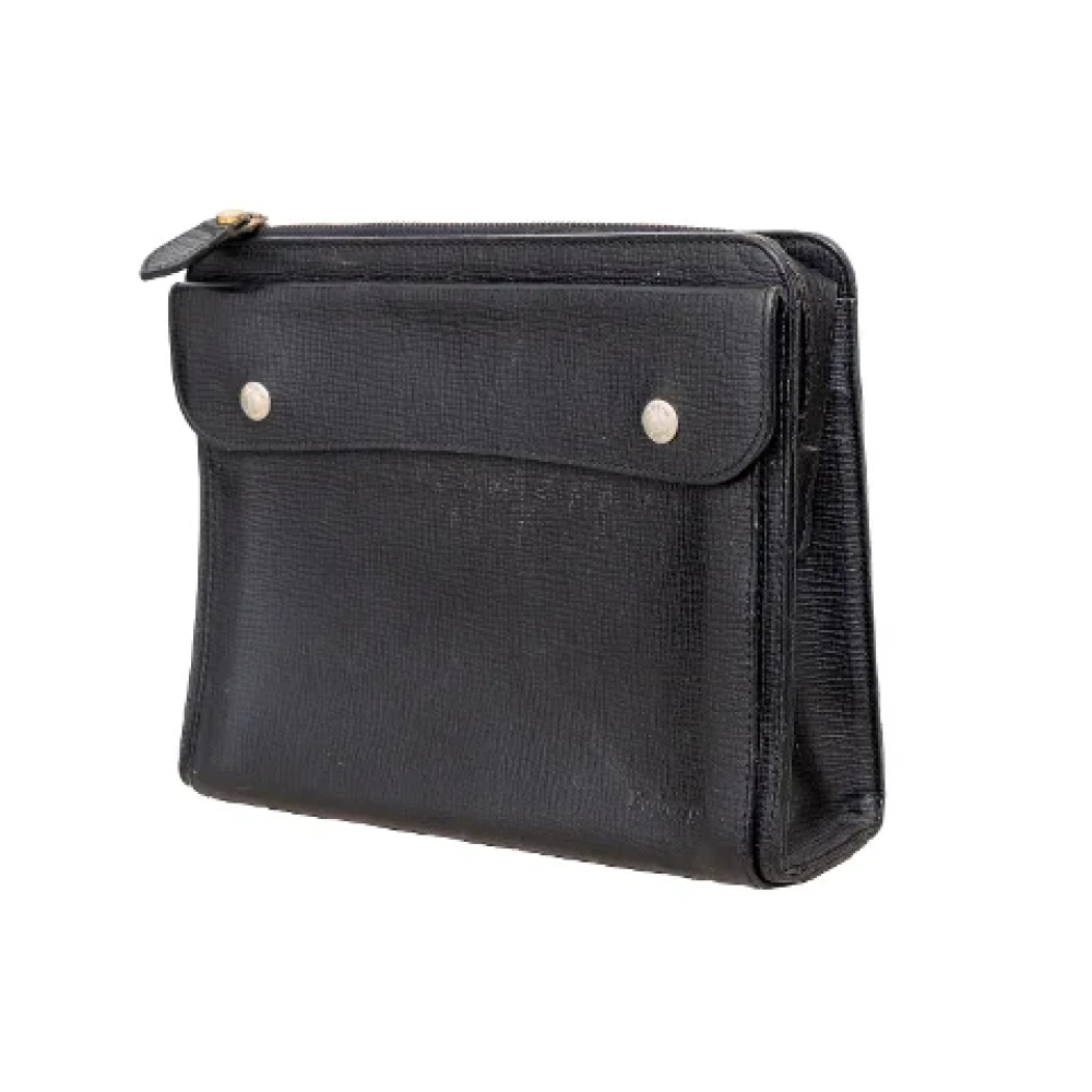 Burberry Vintage Pre-owned Leather clutches Black Dames