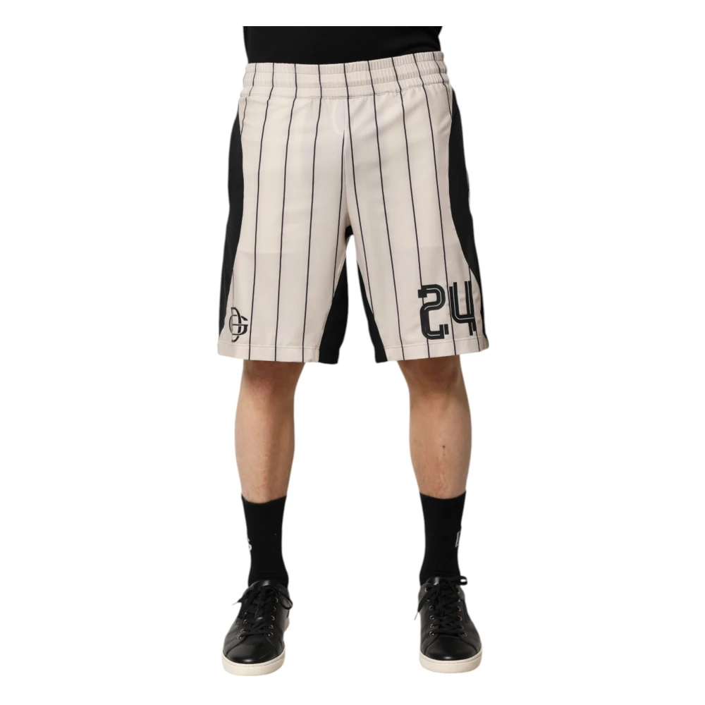 Dolce & Gabbana Men's White Bermudas, M, Off Dg Logo Sweatshorts