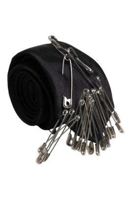Safety Pins Silk Adjustable Necktie