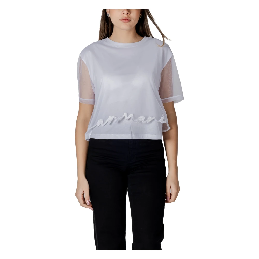 Armani Exchange Women's White Cotton T-Shirt For