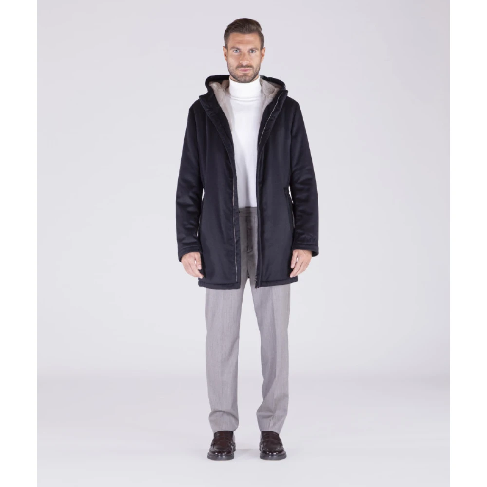 Gimo's Zachte Cashmere Wollen Parka Waterafstotend Blue Heren