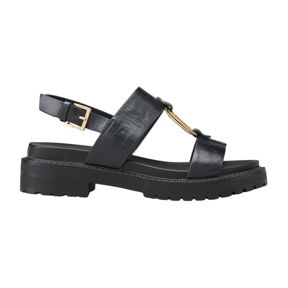 Cosmoparis Kvinno Svart Skor Dam, 39 Eu, A Platta Sandaletter Med Remmar