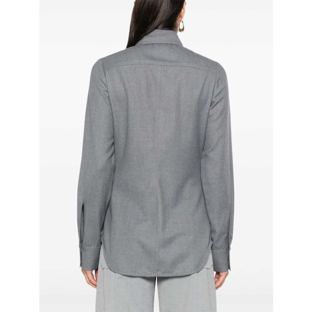 Stella Mccartney Grijze wollen overhemd met gouden gespen Gray Dames