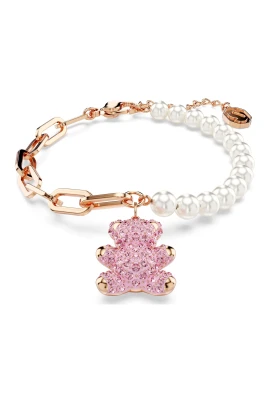 Halsband Unisex Teddy Hänge Kristallpärla, Björn, Rosa, Roséguldton 5669169