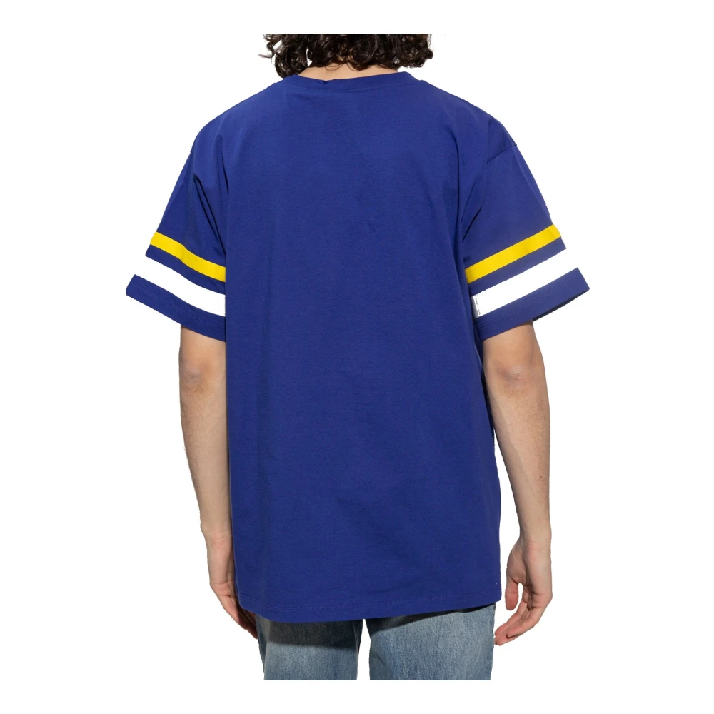 Gucci Blauw Katoenen T-Shirt met Elastische Kraag Blue Heren