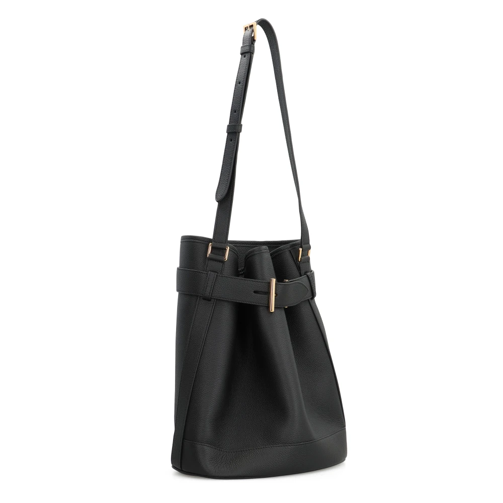 Tom Ford Leren emmer tas met verstelbare band Black Dames