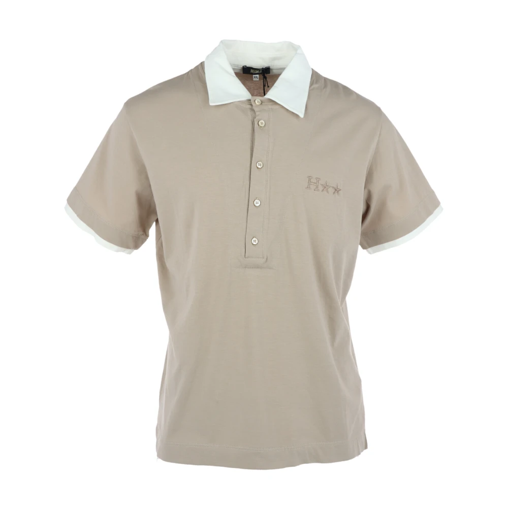 Husky Original Beige Print Korte Mouw Polo Beige Heren