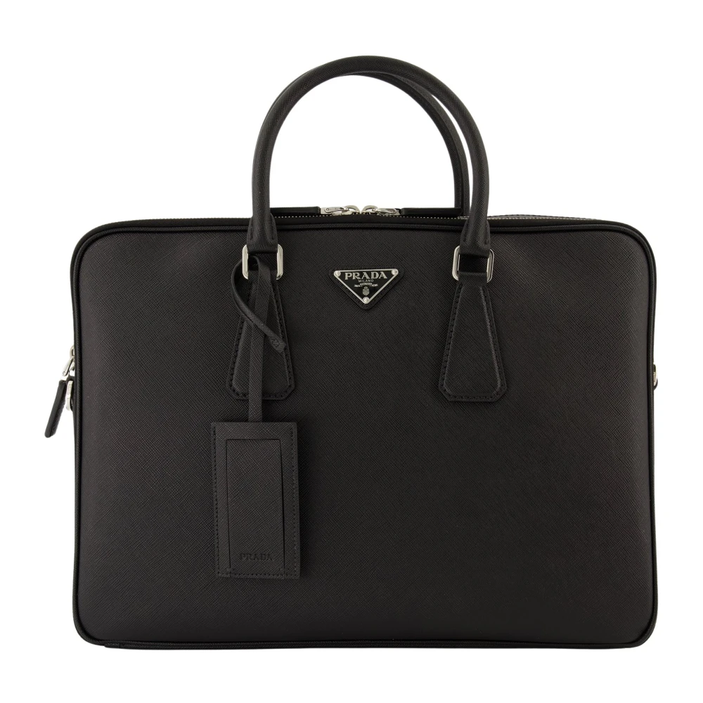 Prada Men's Black Saffiano Leather Briefcase