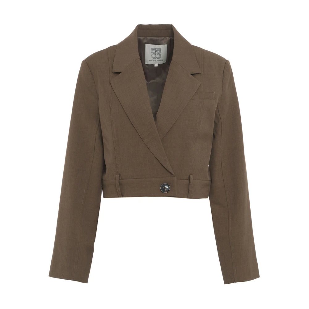 Second Female Bruine Cropped Blazer Aw24 Chic Stijl Second Dames Brown Dames
