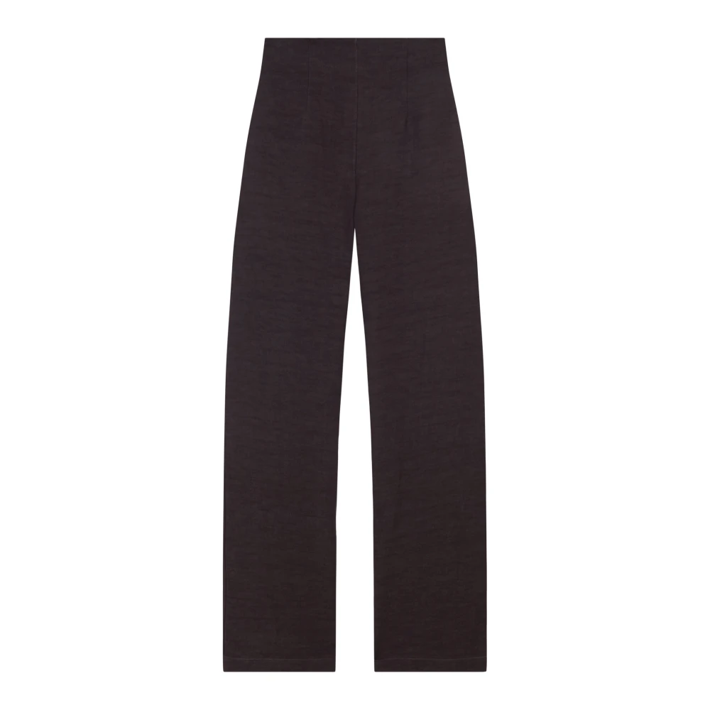 Cortana Hoge taille linnen en viscose broek Brown Dames