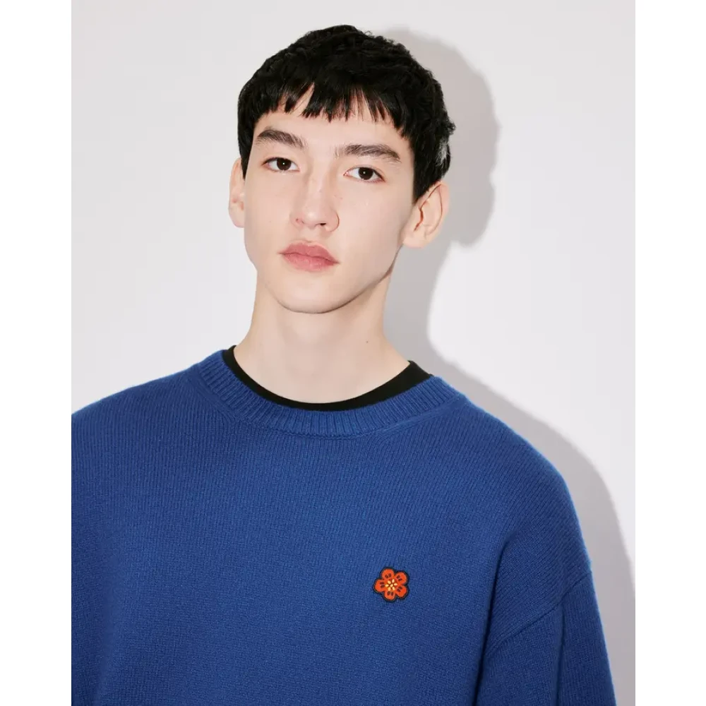 Kenzo Blauwe Bloem Crest Sweater Blue Heren