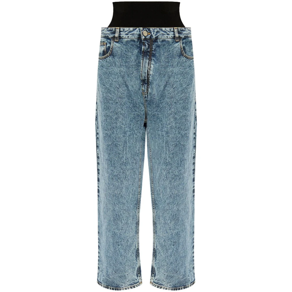 Alaïa Blauwe Katoenmix Straight Leg Jeans Blue Dames