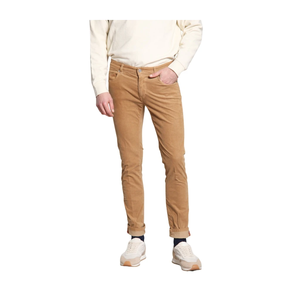 Mason's Mannelijk Bruin Broeken Heren, W34, Katoen, Slim Fit Corduroy Broek In Biscuit