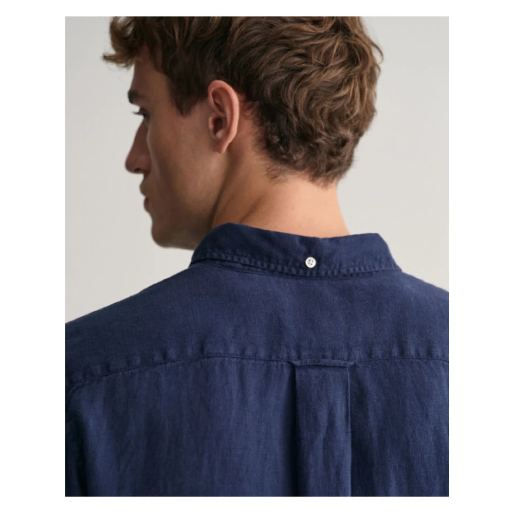Gant Linnen Regular Fit Overhemd Blue Heren