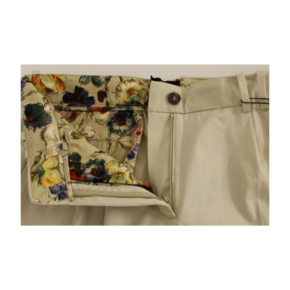 Dolce & Gabbana Beige Katoenen Geplooide Broek Stijlvol Beige Dames