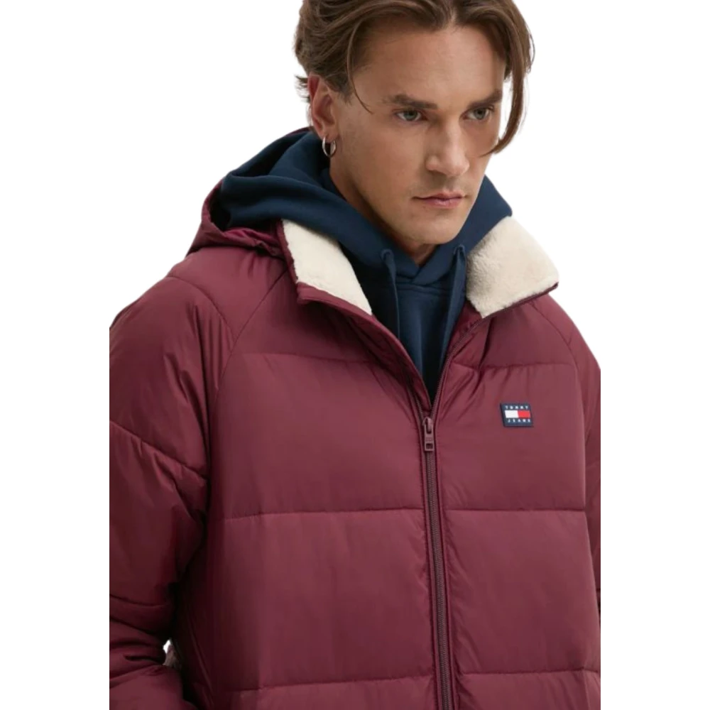 Tommy Hilfiger Bordeaux Geïsoleerde Jas met Capuchon Red Heren