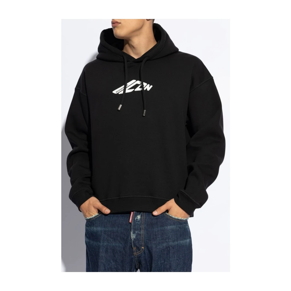 Dsquared2 Zwarte hoodie met witte print Black Heren