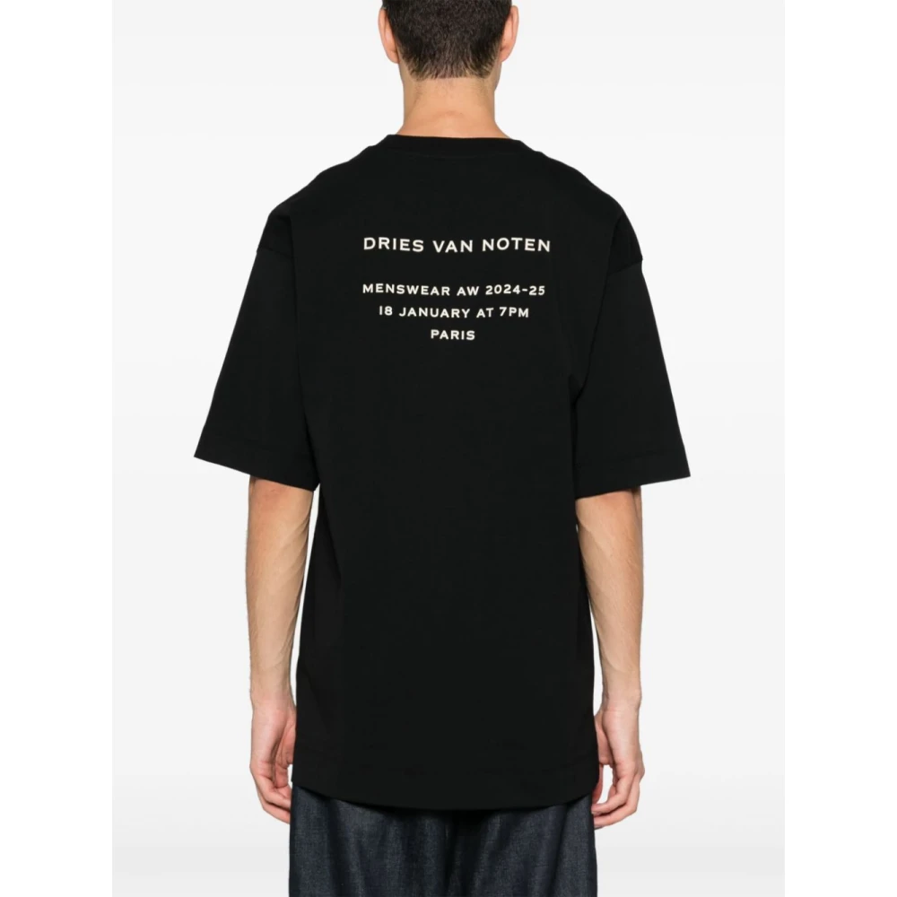 Dries Van Noten Stadsthema Boxy Katoenen T-shirt Black Heren