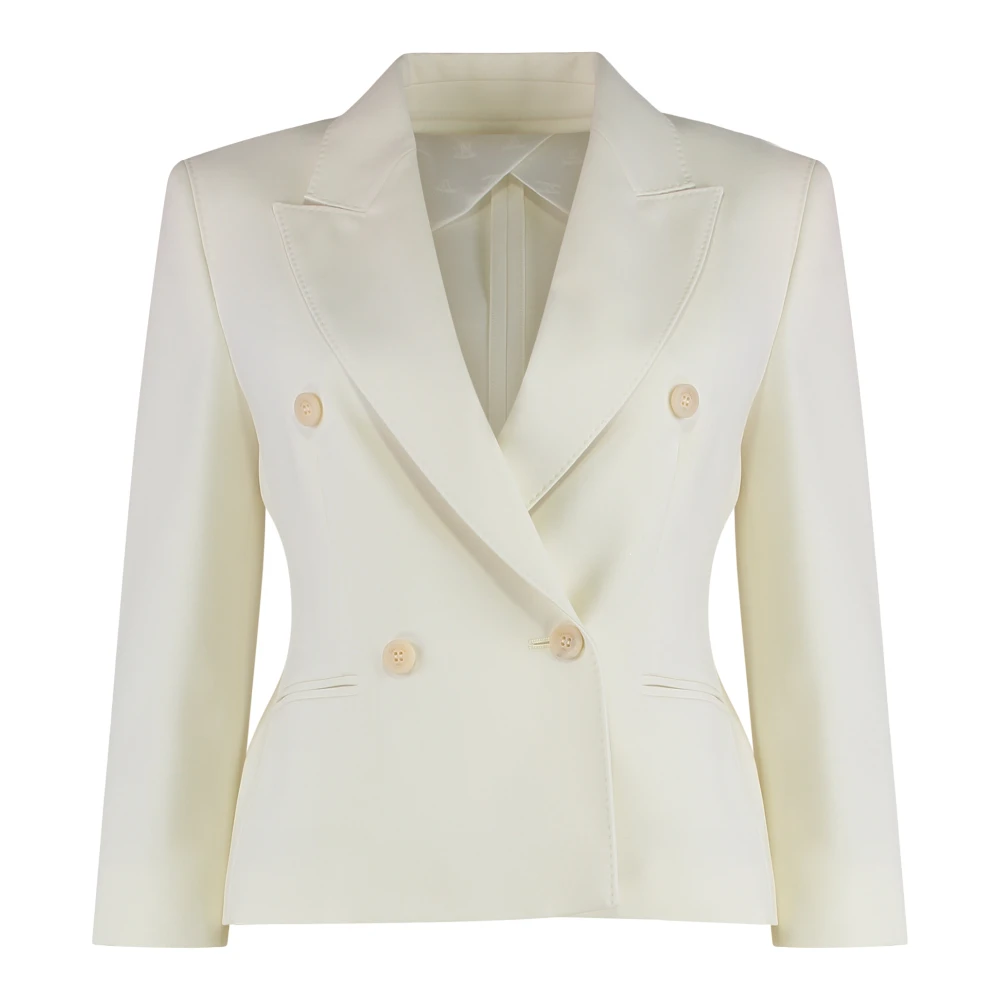 Max Mara White Blazers, Female, M, Woollen Cloth Cropped Blazer