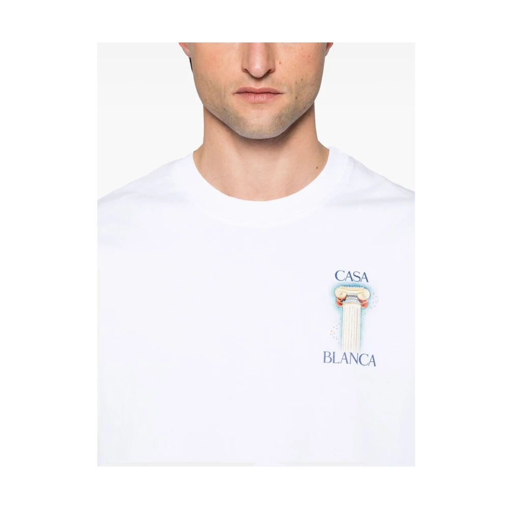Casablanca Wit Logo Print Crew Neck T-shirt White Heren