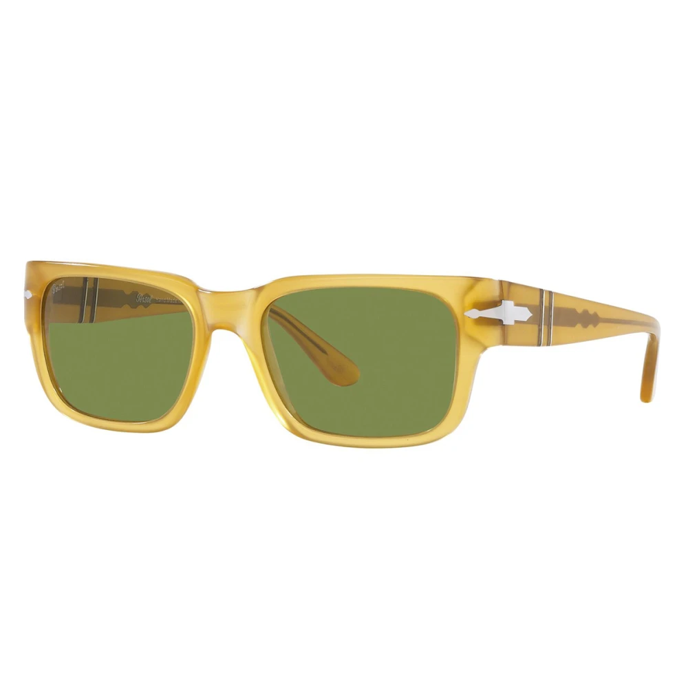 Persol Rektangulära solglasögon i honung med gröna antireflekterande linser Yellow, Unisex