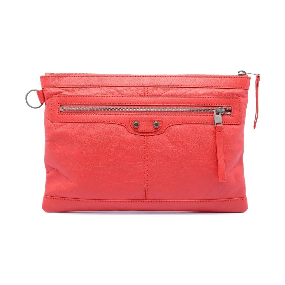 Balenciaga Vintage Women's Orange Pre-Owned Vintage Leather Clutch Bag