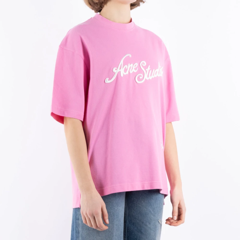 Acne Studios Roze Katoenen T-Shirt Cl0327 Pink Dames