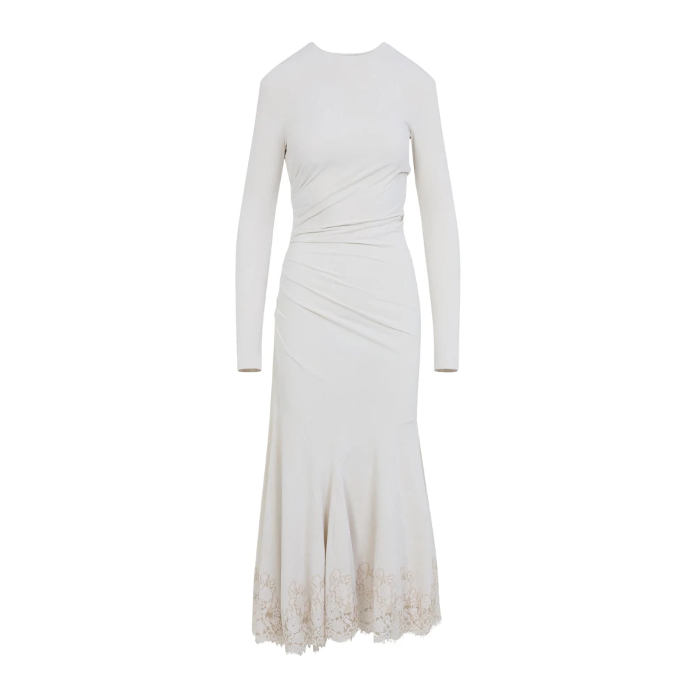 Alberta Ferretti Beige Velvet Midi Dress - Female - Midi Dresses - Xs - Dresses