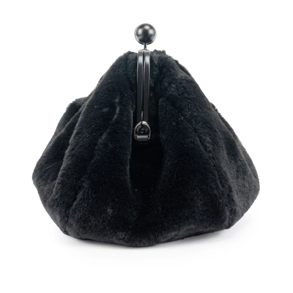 Max Mara Weekend Zachte Bont Effect Clutch Tas Black Dames