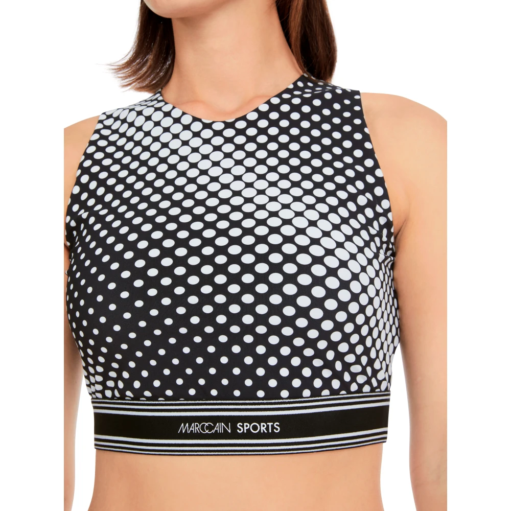 Marc Cain Grafische sportieve top met superstretch Black Dames