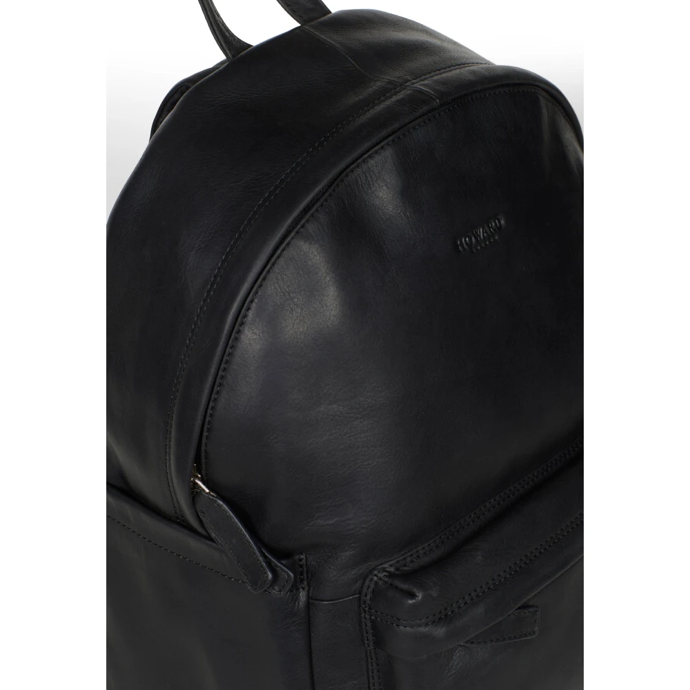 Howard London Zwarte Leren Casual Rugzak Black Heren