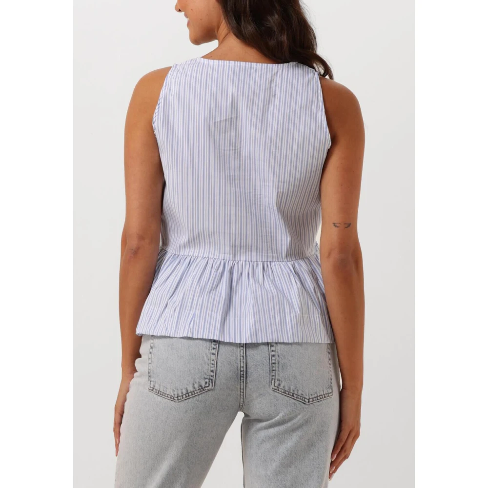 NEO NOIR Gestreepte Top met Strikjes Blue Dames