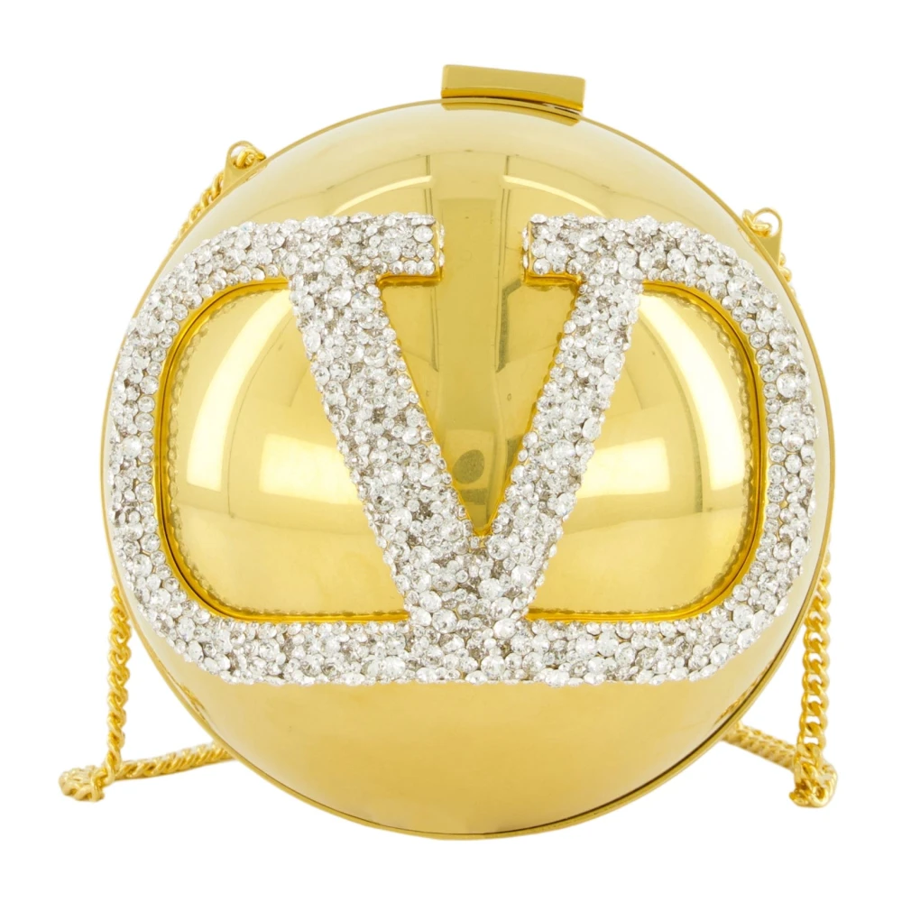 Valentino Garavani Guld VLogo Kristall Clutch Vår-Sommar 2025 Yellow, Dam