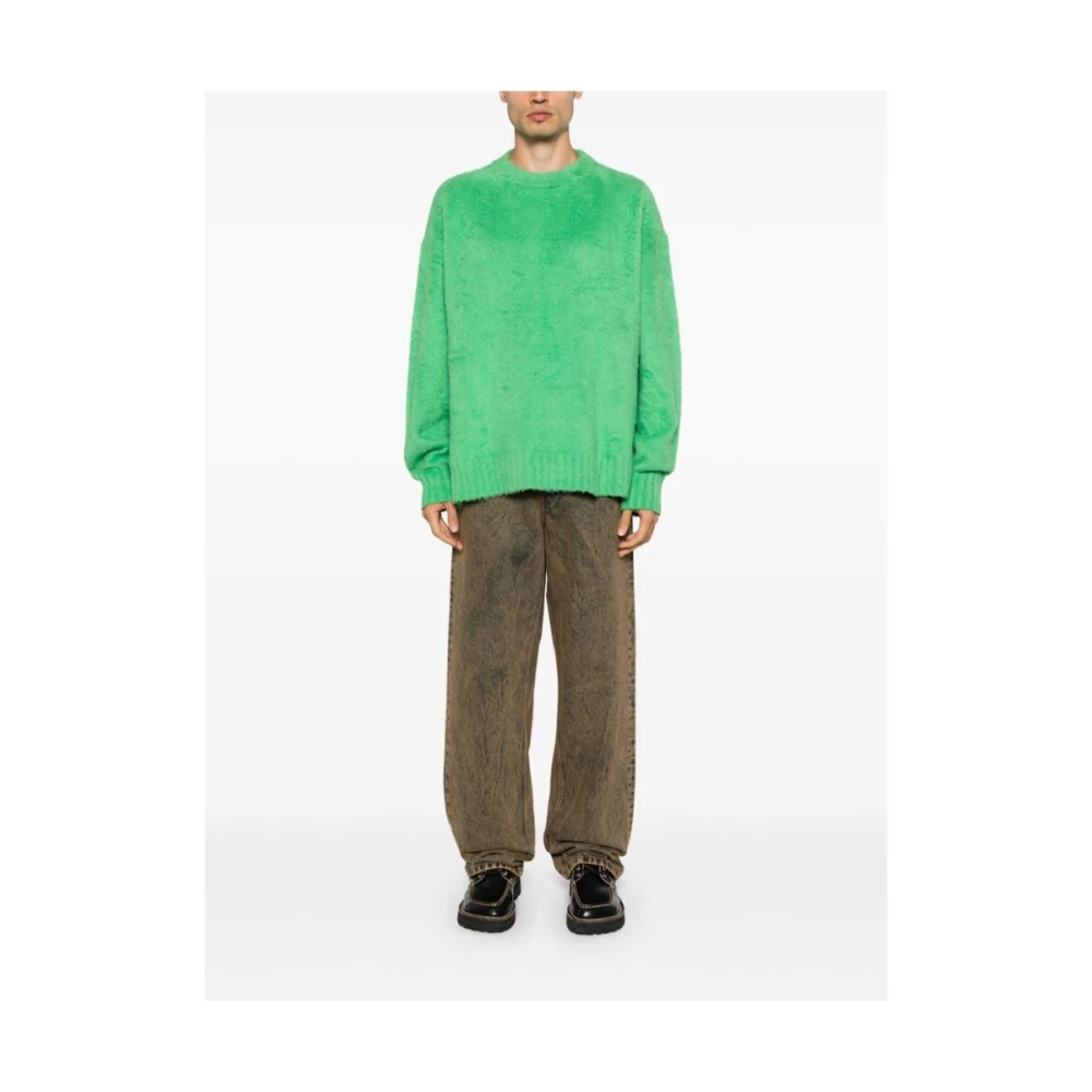 Roberto Collina Groene Katoenen Sweater met Franse Terry Voering Green Heren
