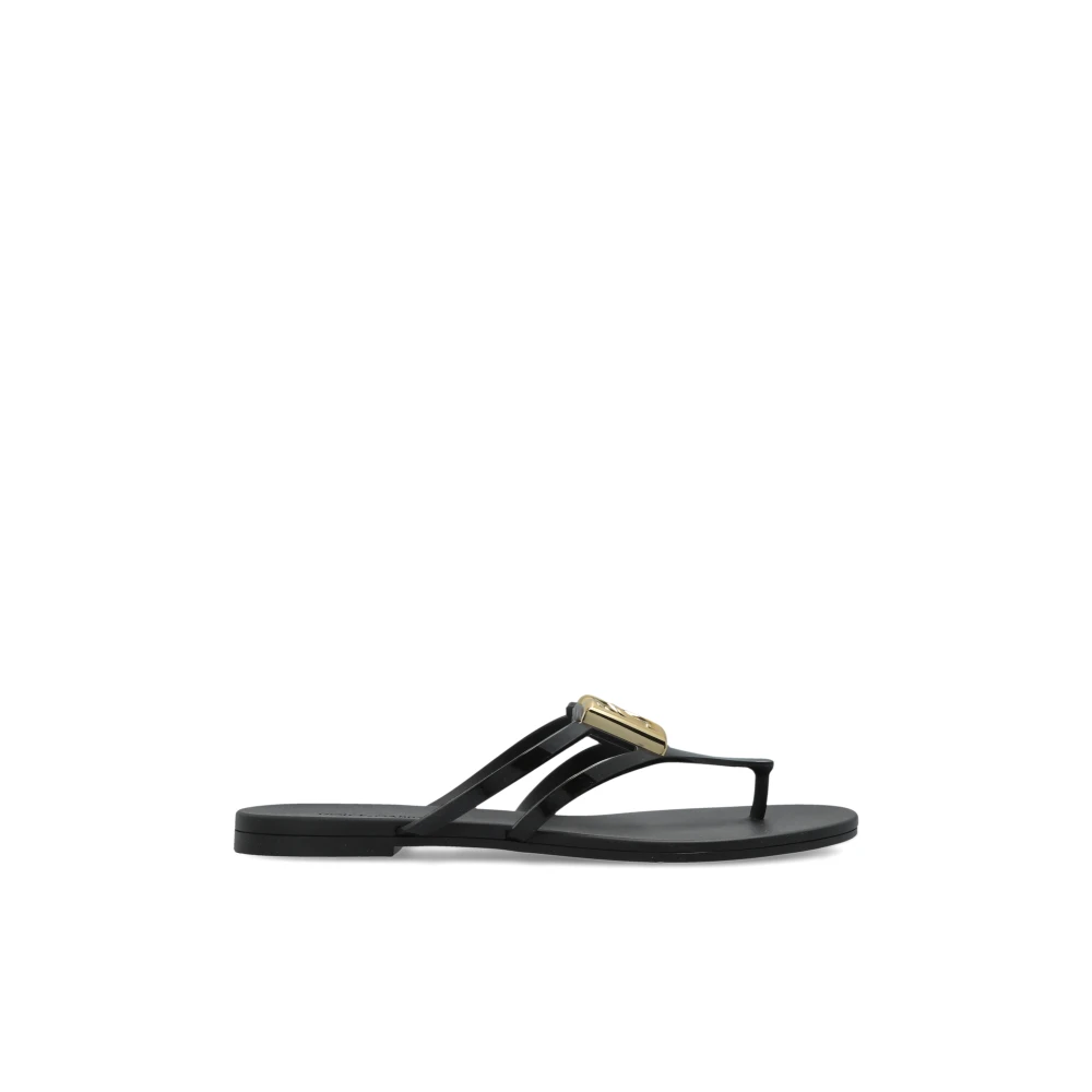 Dolce & Gabbana Vrouw Zwart Schoenen Dames, 37 Eu, Slide With Logo