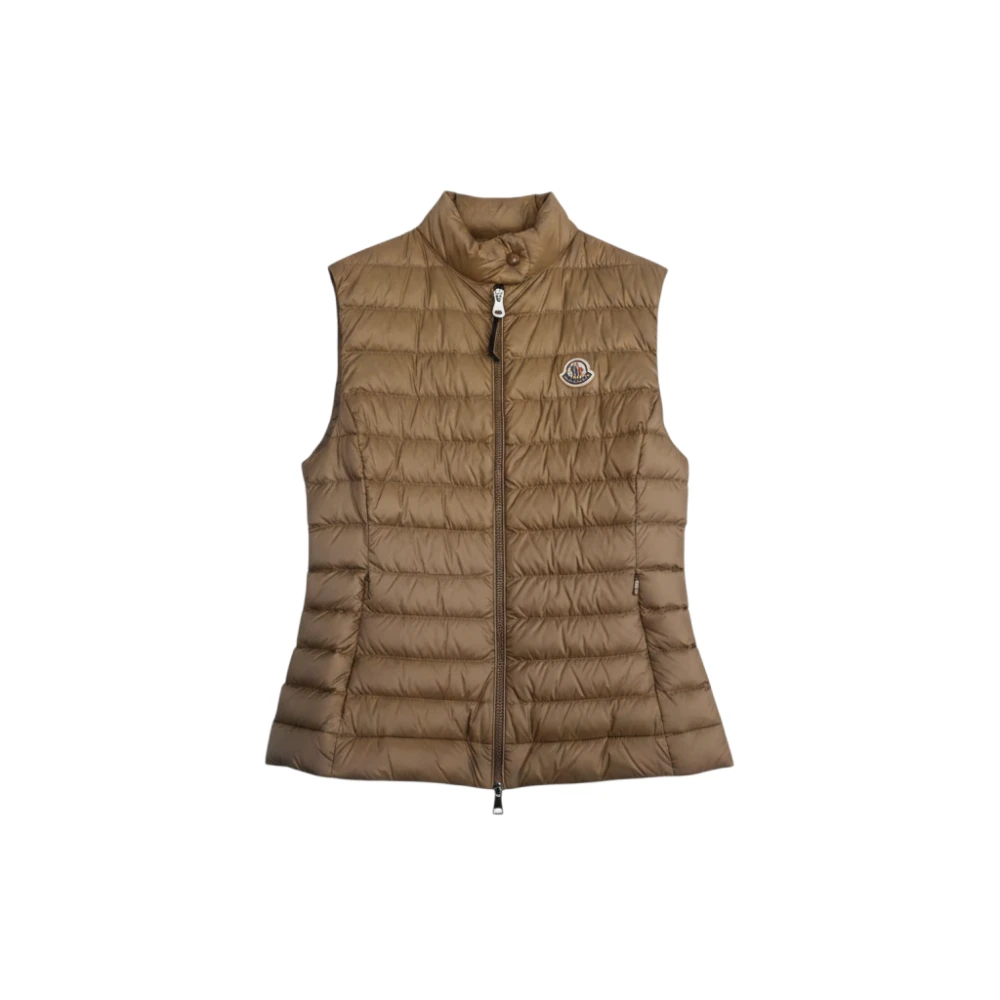 Moncler Beige Waistcoats, Female, L, Igens Down Vest