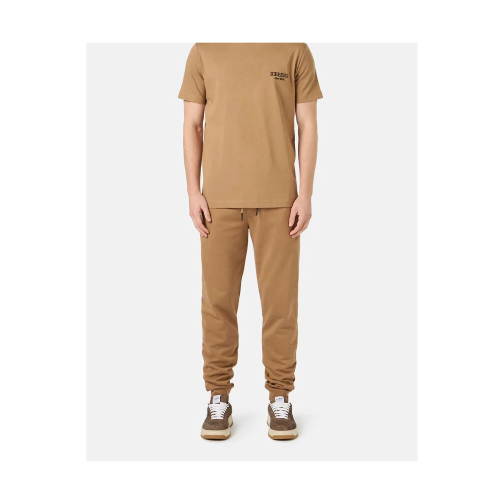 Iceberg Papieren zak gekleurde crewneck sweatshirt met geborduurd logo Brown Heren