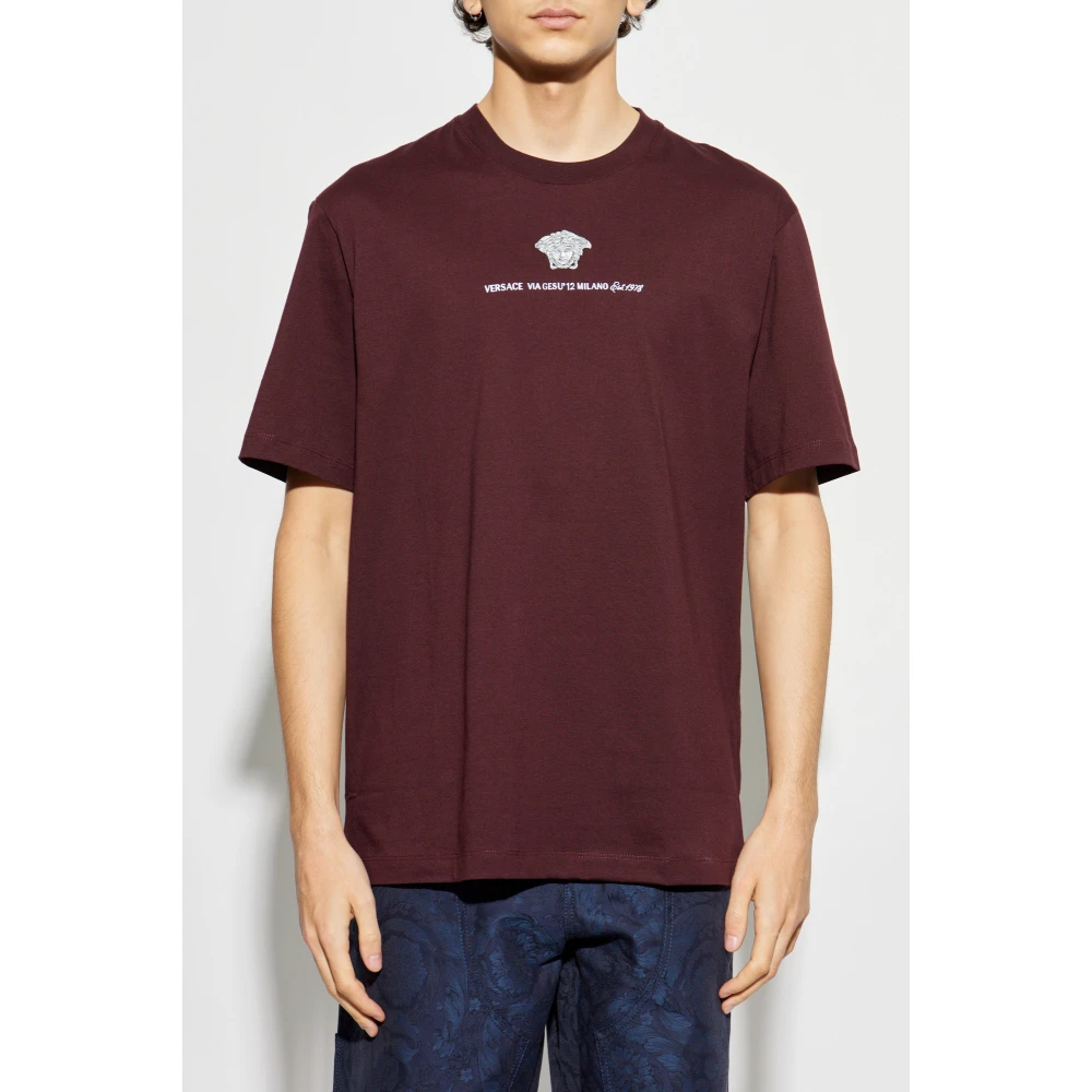 Versace T-shirt met geborduurd logo Red Heren