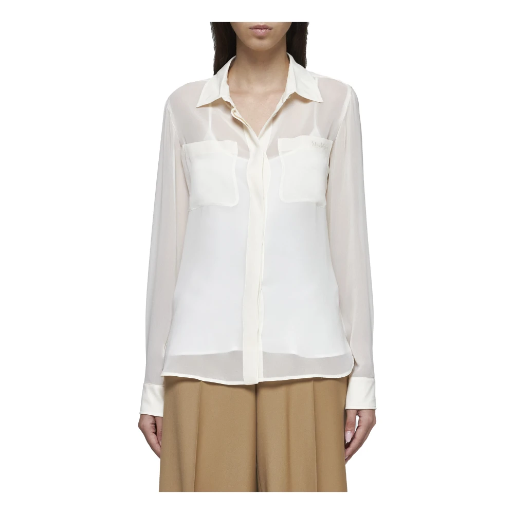 Max Mara Ercole Sheer Zijden Shirt Beige Dames