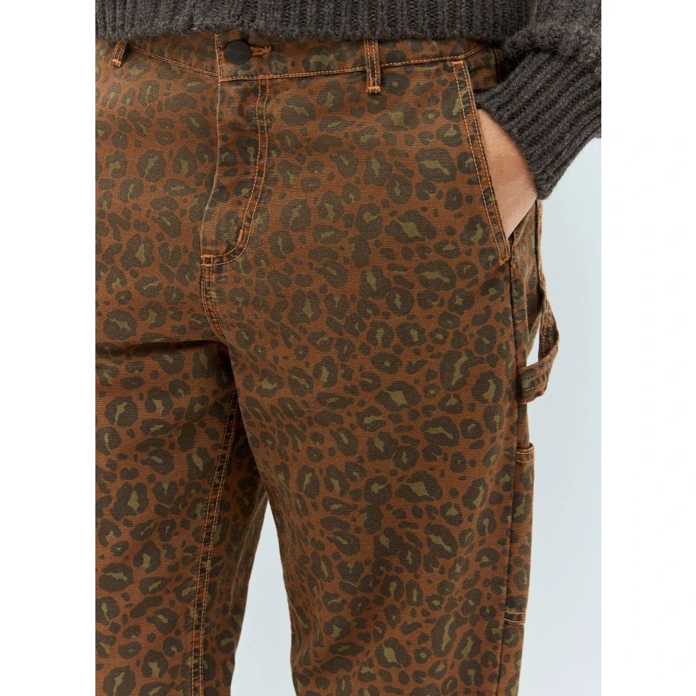 Carhartt WIP Broek met luipaardprint en Carpenter Loop Brown Dames