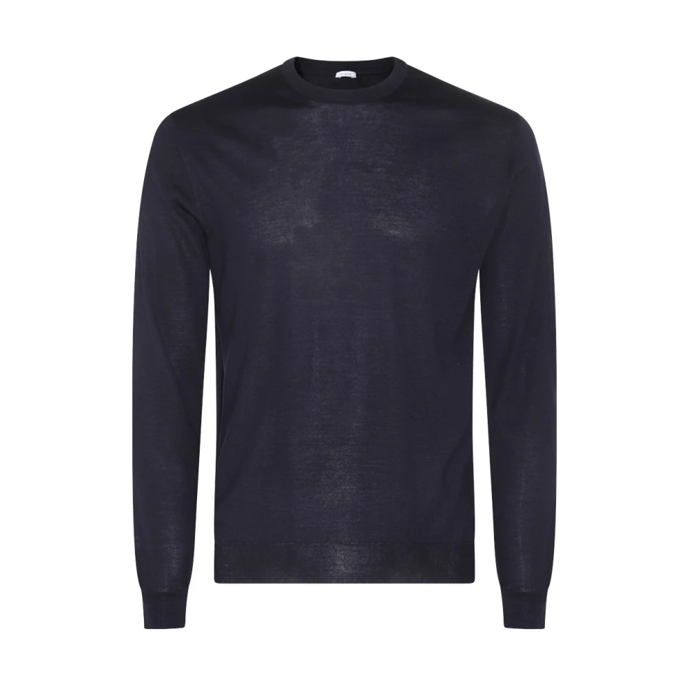 Malo Blauwe Wollen Gebreide Trui Blue Heren