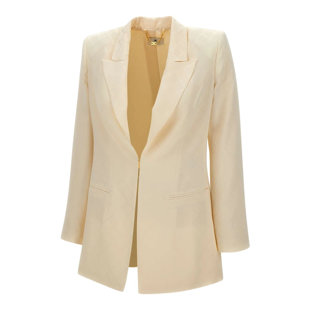 Elisabetta Franchi Witte Jacquard Lozenge Blazer White Dames