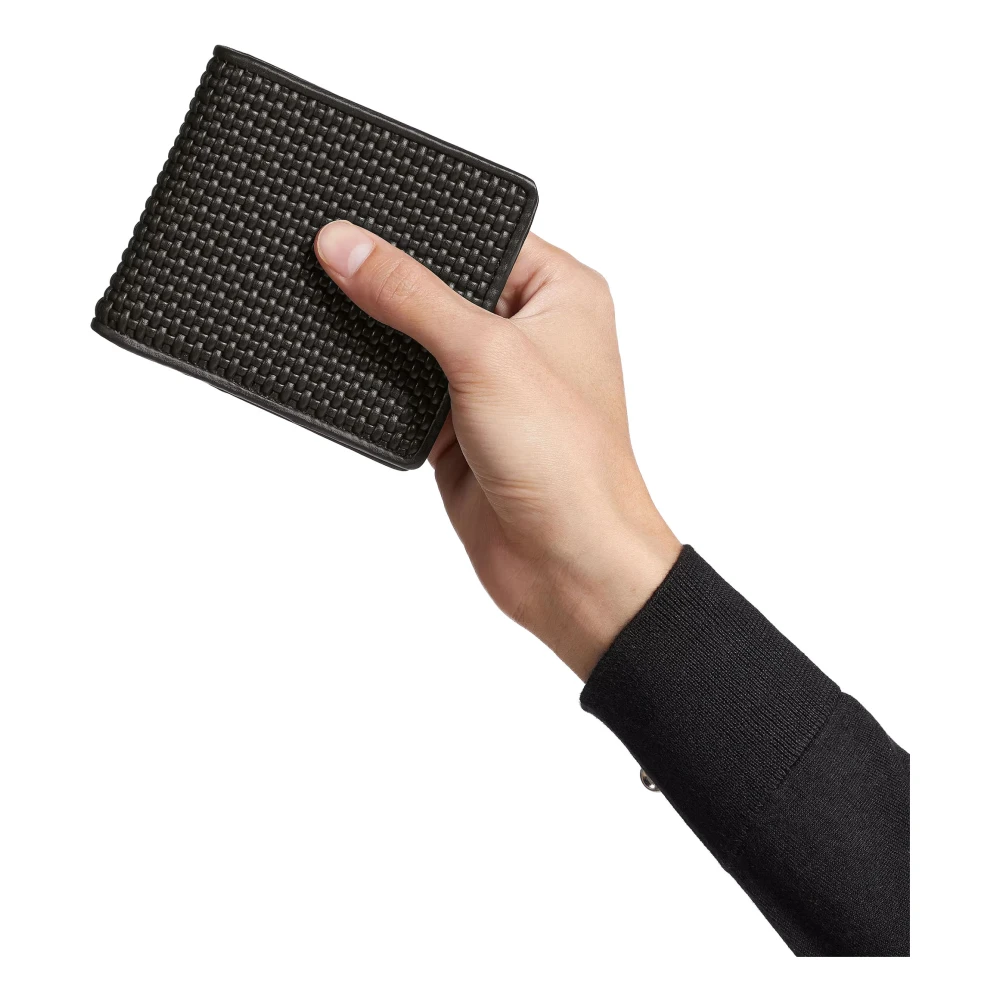 Ermenegildo Zegna Zwarte geweven leren portemonnees Black Heren