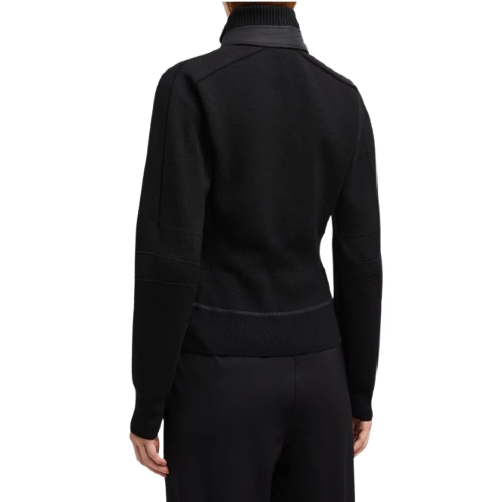 Moncler Gewatteerde rits wollen cardigan jas Black Dames