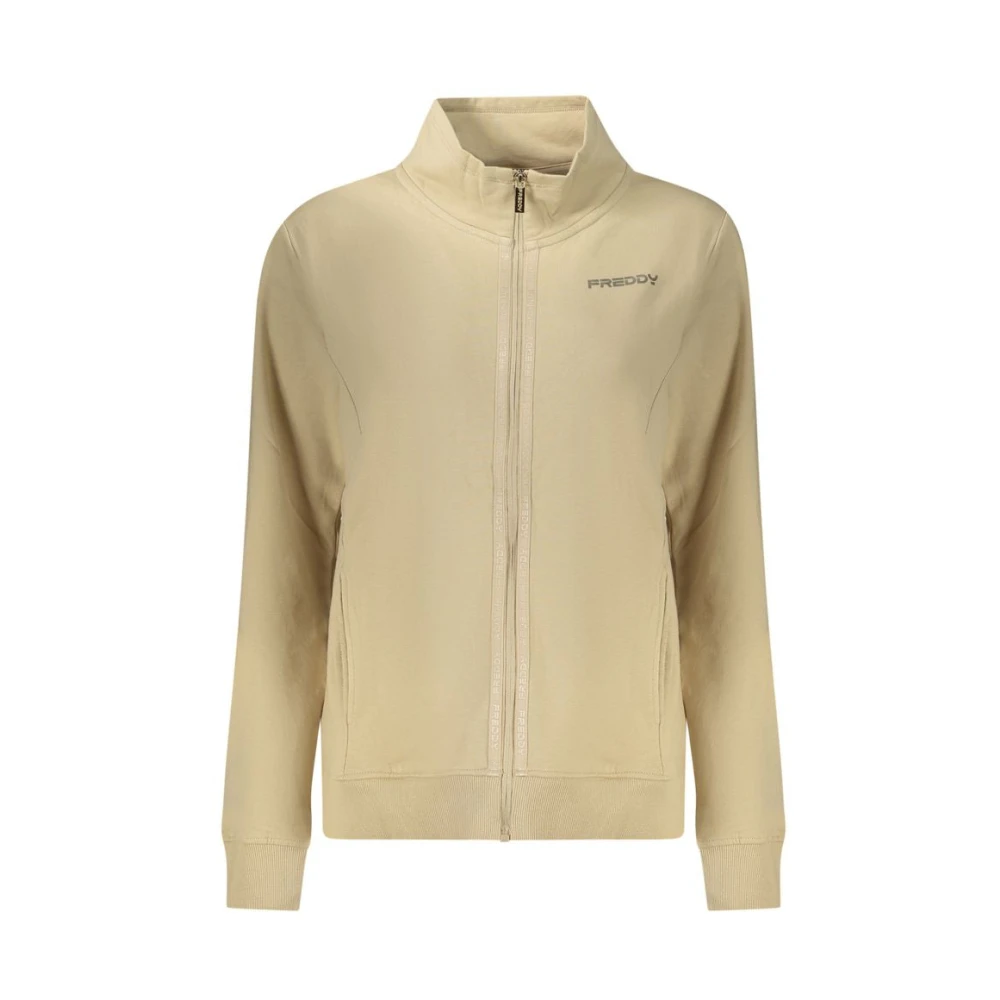Freddy Women's Beige Zip-Throughs, S, Cotton Sweatshirt