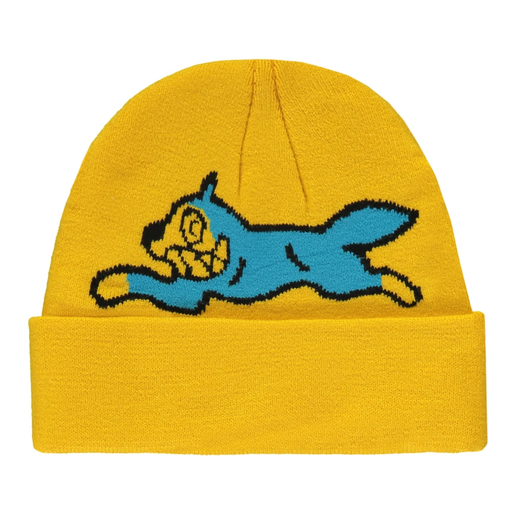 ICECREAM Logo Intarsia Stickad Beanie Mössa Yellow, Herr