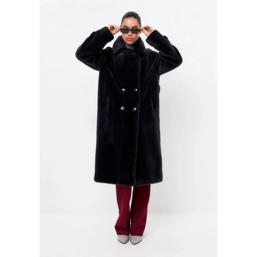 Cesare Gaspari Dubbelknoops Nepbontjas Miriam Zwart Black Dames