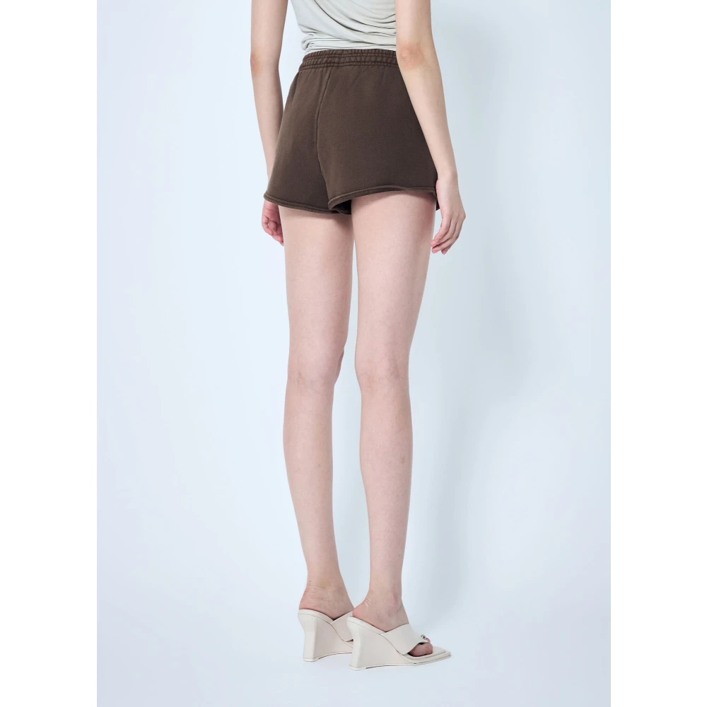 Entire Studios Katoenen Fleece Micro Shorts Brown Dames