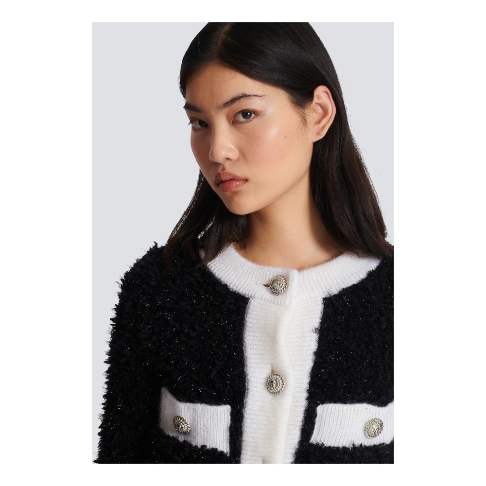 Balmain Gebreide cardigan met textuur Black Dames