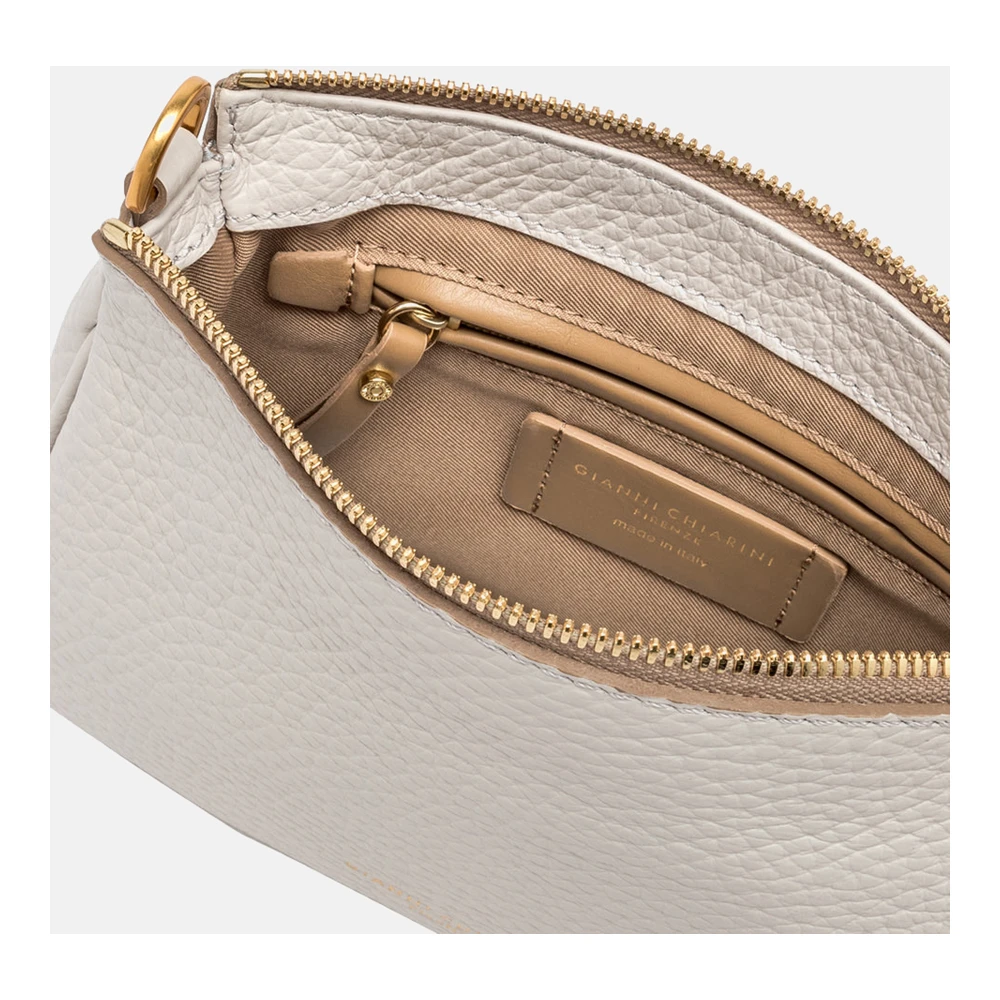Gianni Chiarini Elegante Beige Leren Schoudertas Beige Dames